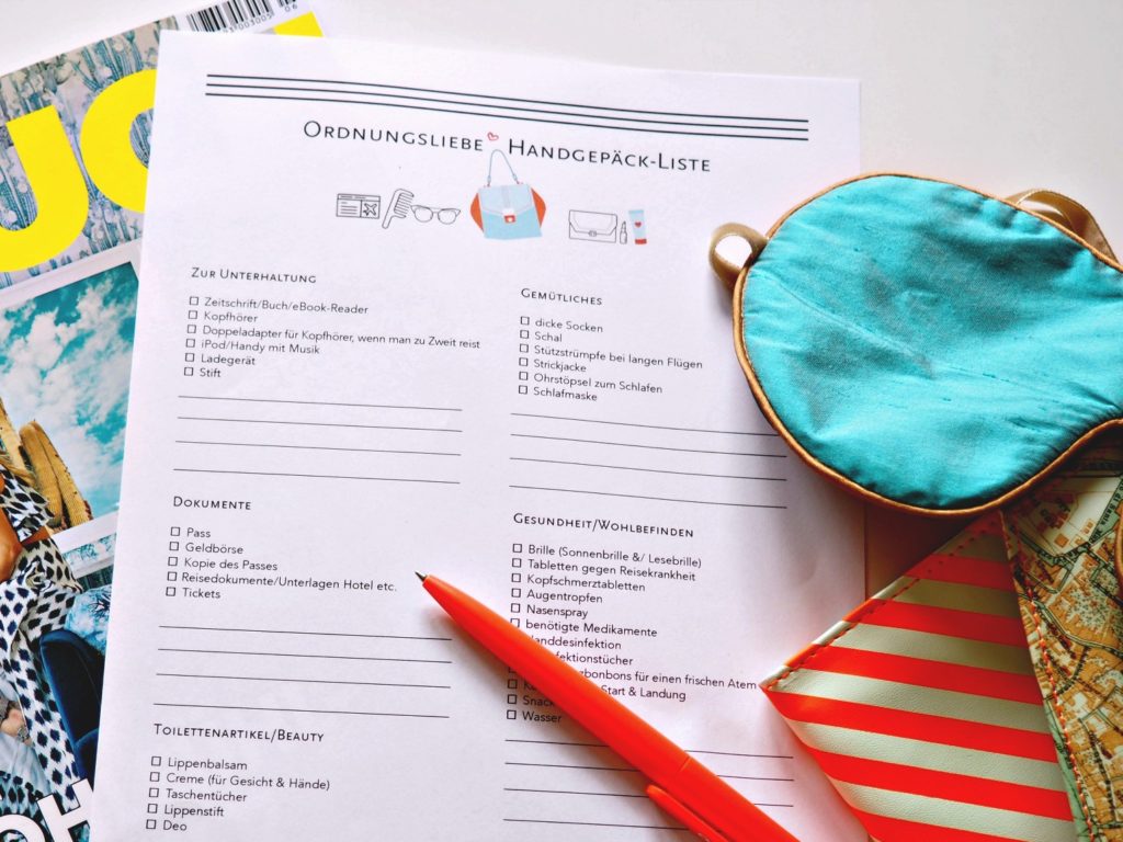 Checkliste für das Handgepäck