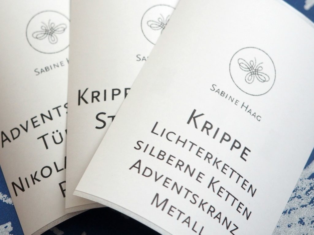 Etiketten fuer Weihnachtsdeko