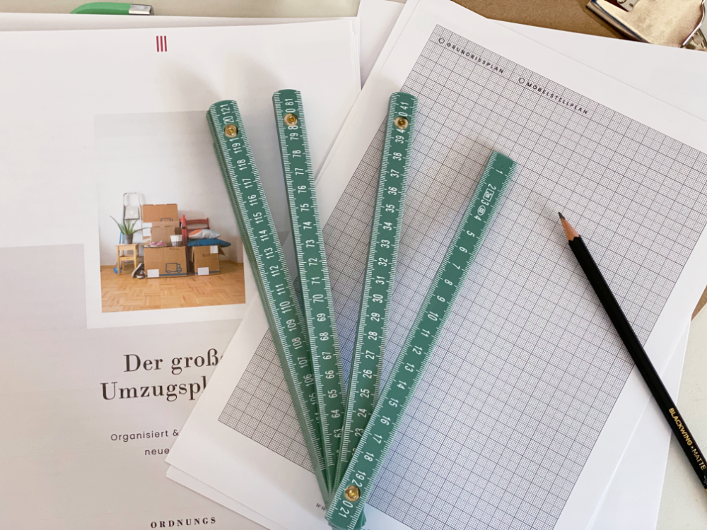 Umzugsplaner mit Millimeterpapier