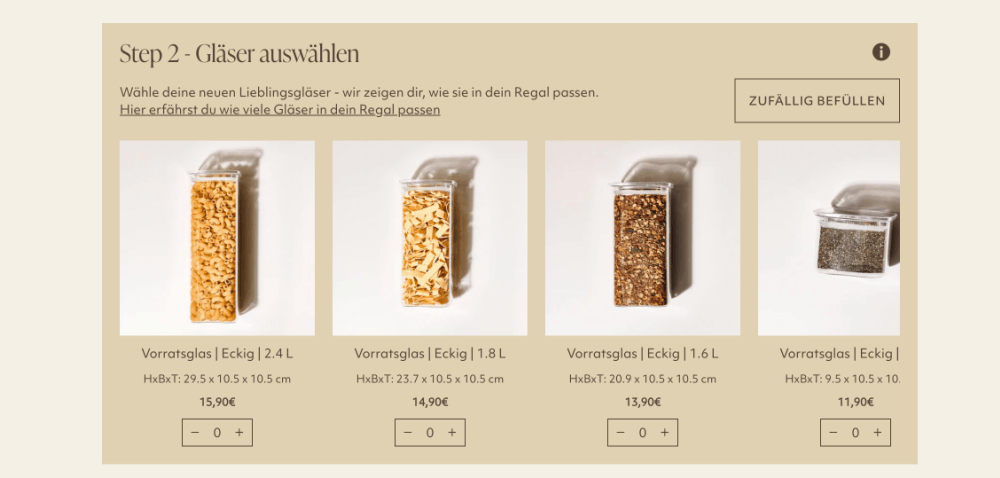 Lieblingsglas Schrank Vorräte